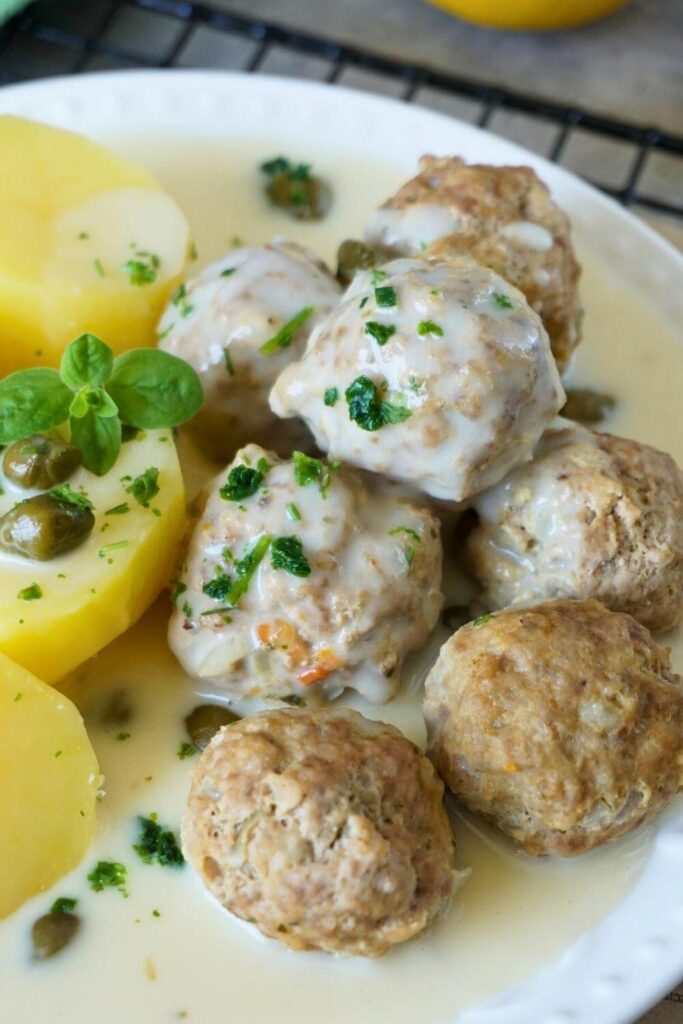 German Meatballs in Creamy White Caper Sauce - Königsberger Klopse